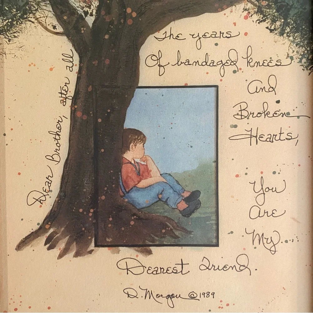 Vintage Donna Morgan Framed Print 1989 Dear Brother Sentiment Siblings Gift